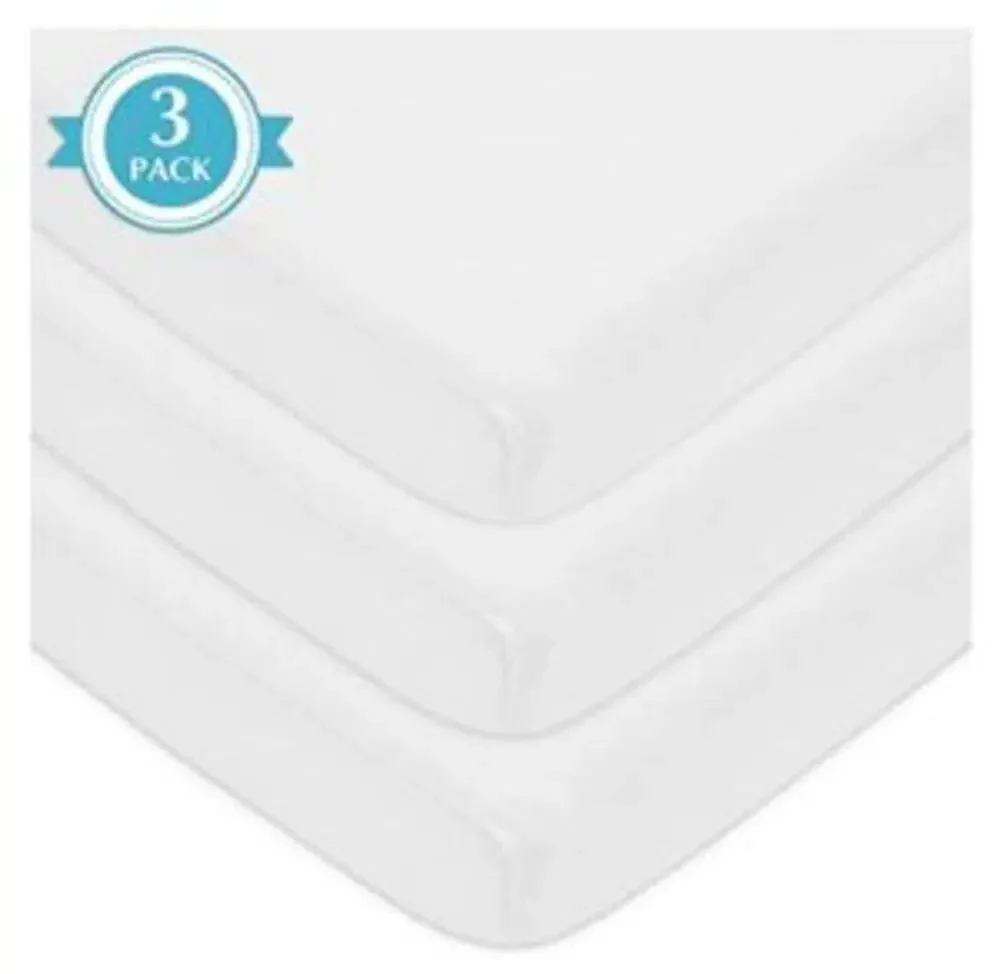 American Baby Company Cotton Bassinet Sheets White Set of 3
